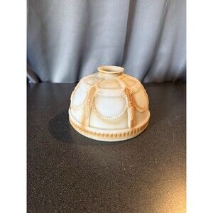 Antique Satin Milk Glass Paneled Lamp Light Shade 2-1/4" Fitter Deco Art Nouveau